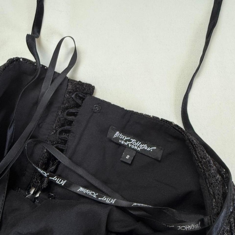 Betsey Johnson black lace halter dress size 2 - Picture 5 of 6